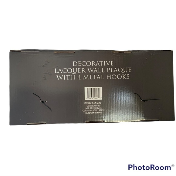 Scottie Dog Bone Shape Hook Rack Lacquer Plaque 4 Metal Hooks 7” x 16” - Picture 4 of 4